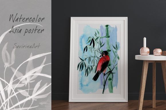Download Wall Art Watercolor Plants Bird Poster. - Premium Bundle