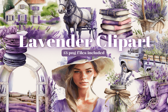 Download Watercolour Lavender Cottagecore Clipart - Cottagecore Collection