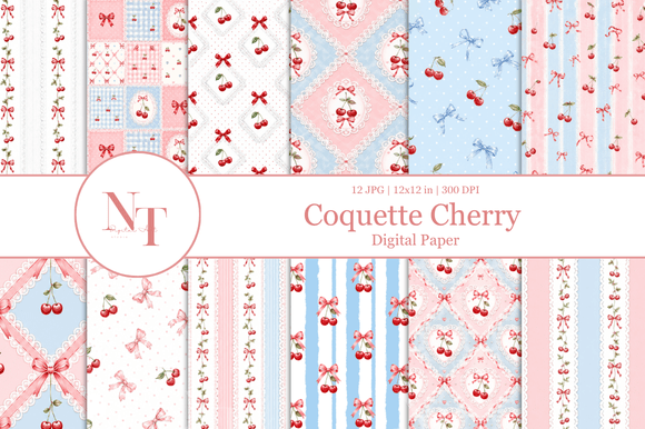 Download Cottagecore Cherry Digital Paper - Cottagecore Collection