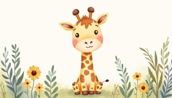 Download 🦒 Watercolor Cute Giraffe Art - Premium Resources
