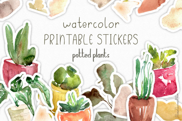 Download Watercolor Plants Printable Stickers - Premium Resources