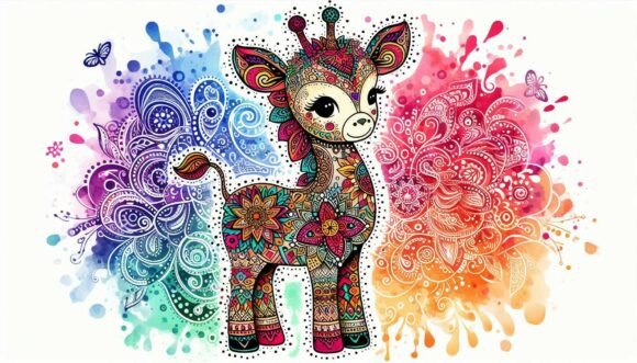 Download Soft Brush Cute Giraffe Art - Premium Resources