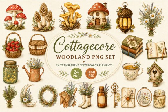 Download Cottagecore Woodland Clipart PNG - Cottagecore Collection