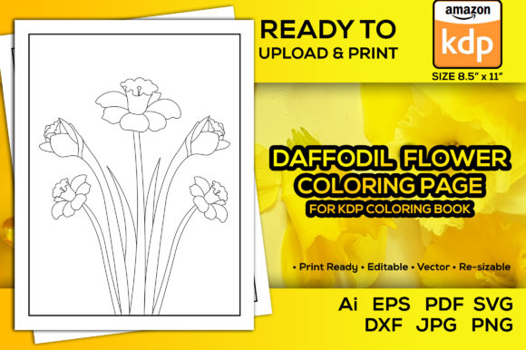 Download Daffodil Flower Coloring Pages Kdp Book - Daffodil flower Collection